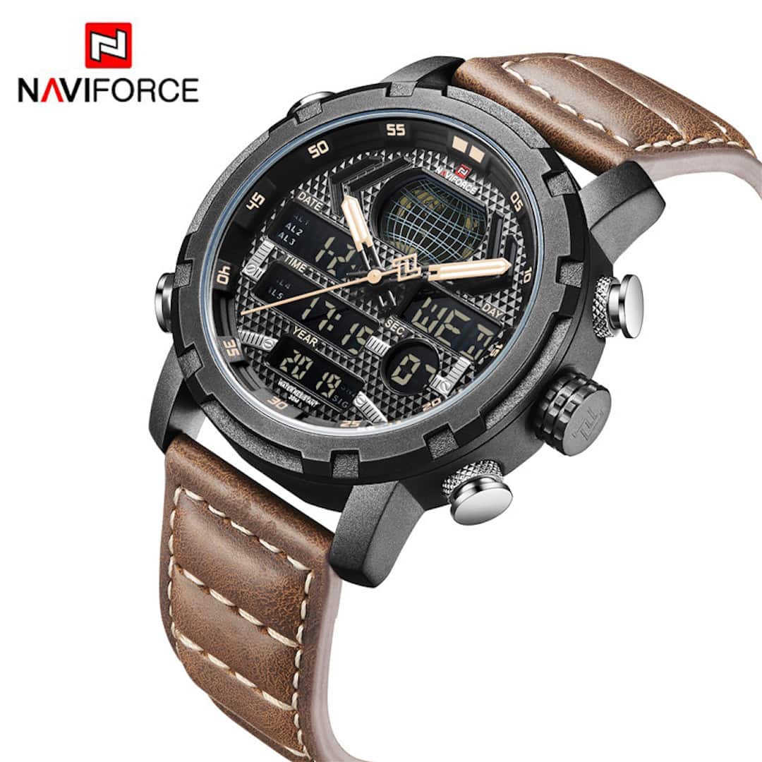 Moška ročna ura NaviForce World Brown
