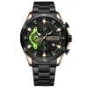 Moška ročna ura Curren Chronograf Green z zeleno in črno številčnico ter kovinskim paščkom.