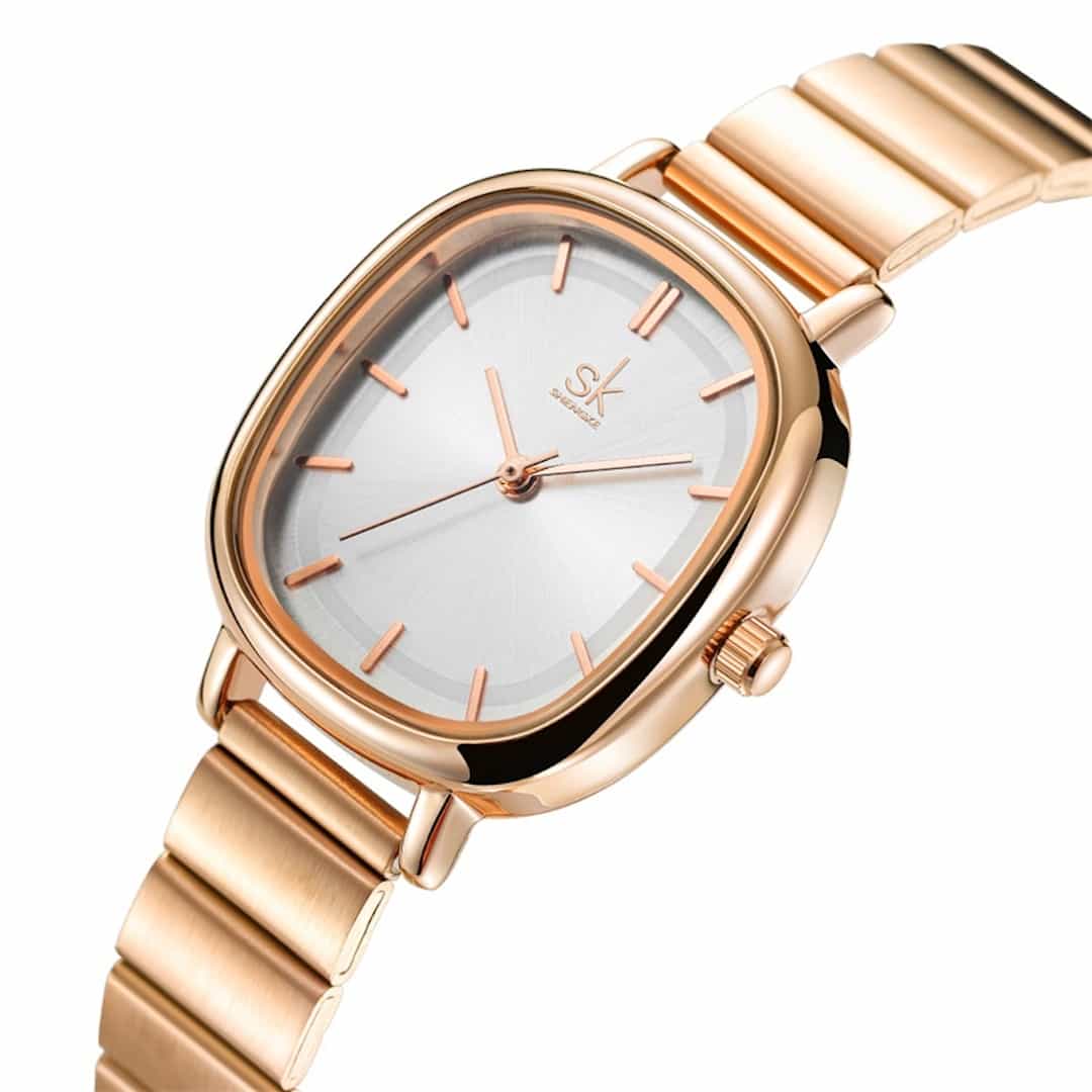 Ženska ročna ura SK Shengke Mystic Rose Gold - bližnji pogled.