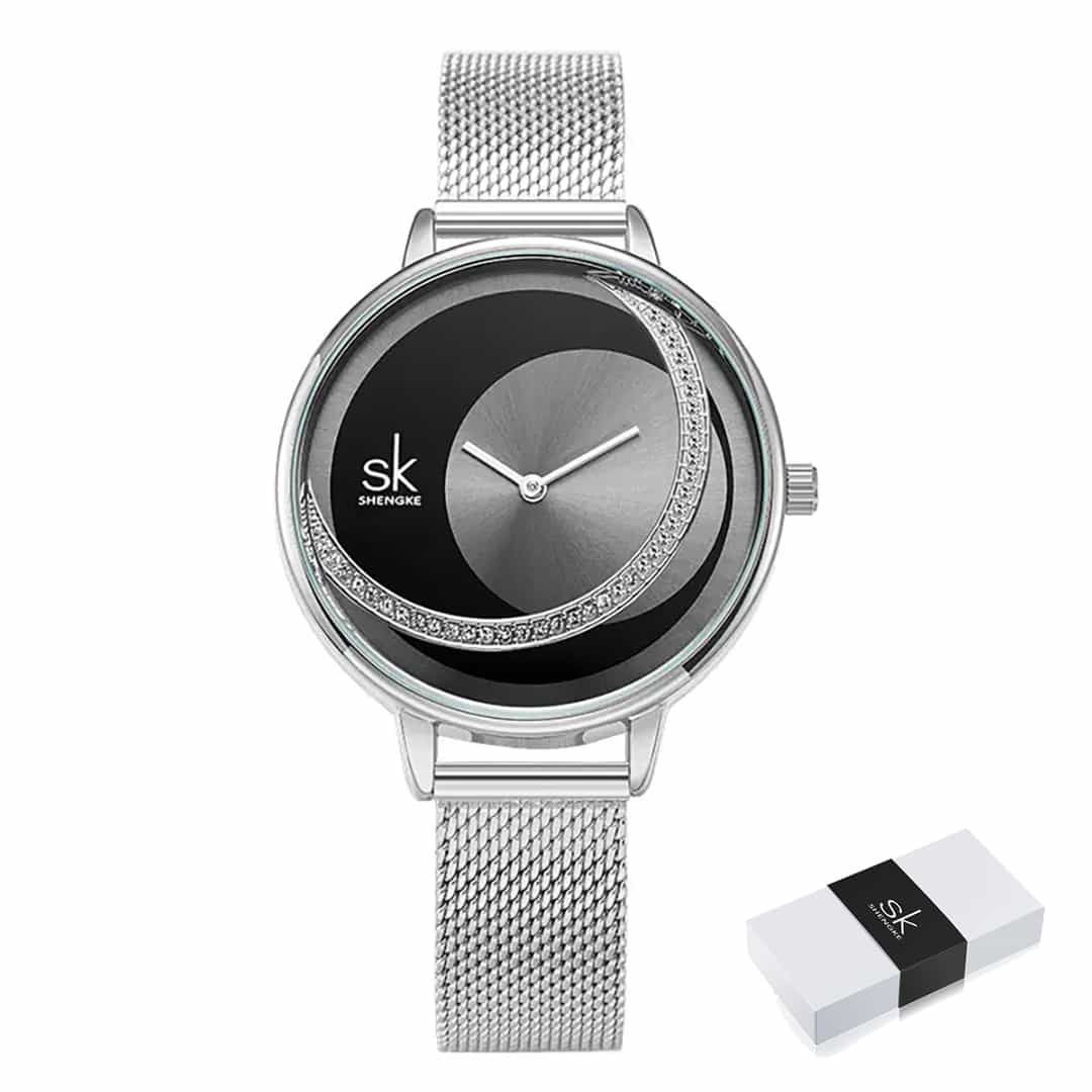 Ženska ročna ura SK Shengke Elliptical Silver Metal