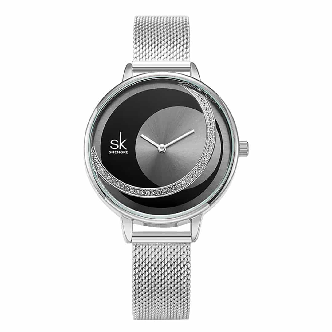 Ženska ročna ura SK Shengke Elliptical Silver Metal