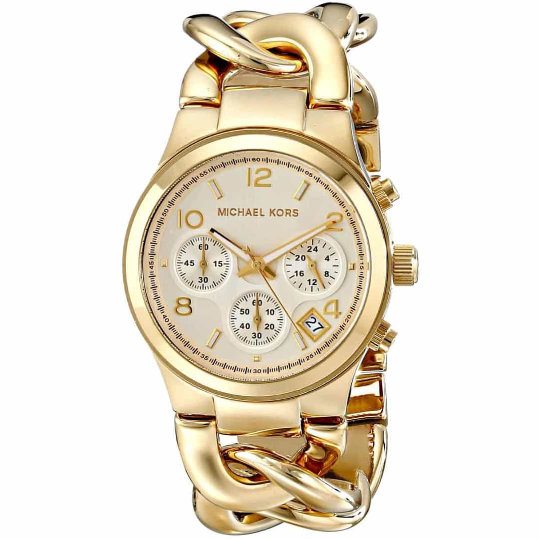Ženska zlata ura Michael Kors MK3131 s poudarkom na številčnici in zlatih detajlih