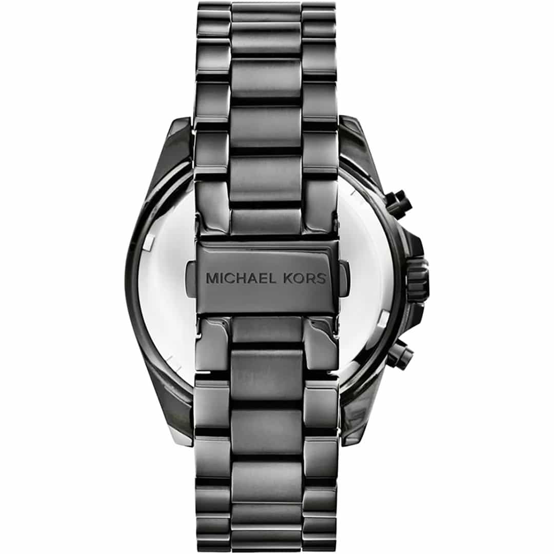 Hrbtna stran črne ure Michael Kors MK5550 z graviranim zapiralom