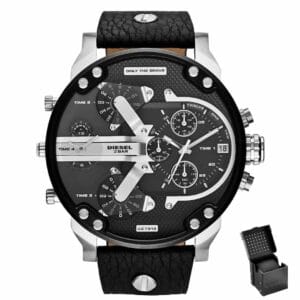 Sprednji pogled na moško ročno uro Diesel Mr. Daddy 2.0 DZ7313 z veččasovnim prikazom in kronografi