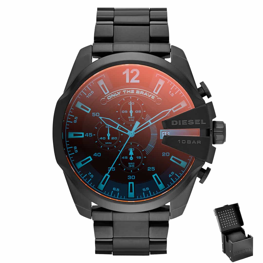 Moška ročna ura Diesel Mega Chief DZ4318 z barvnim mineralnim steklom in darilno škatlico