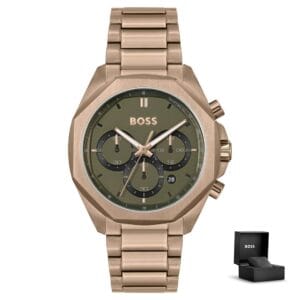 Moška ura Hugo Boss Cloud 1514019 z darilno škatlico – rjavo ohišje in zelena številčnica