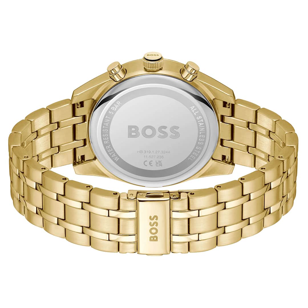 Hrbtna stran ure Hugo Boss Skytraveller 1514152 z gravuro in zaponko